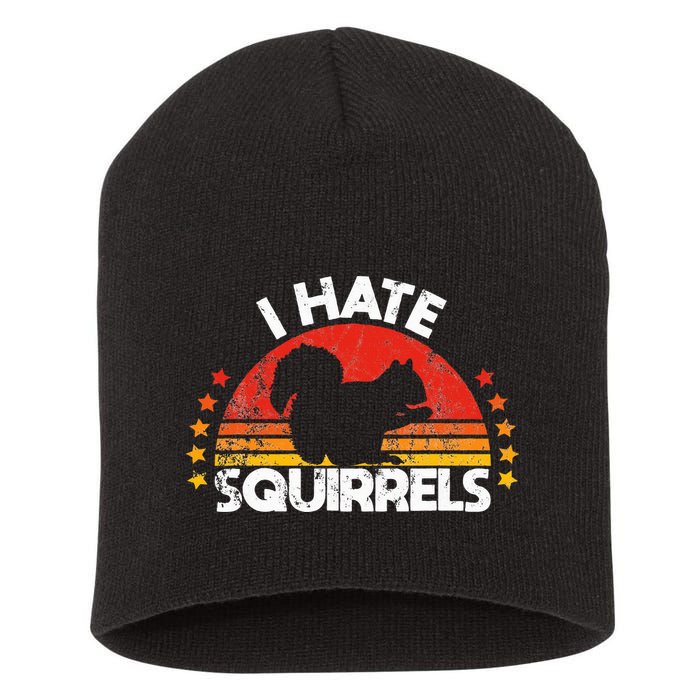 Squirrel Hunting I Hate Squirrel Hunter Retro Design Short Acrylic Beanie