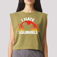 Squirrel Hunting I Hate Squirrel Hunter Retro Design Garment-Dyed Women's Muscle Tee