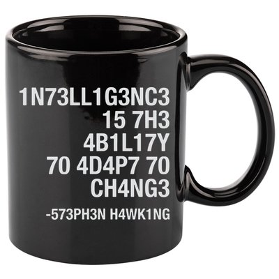 Stephen Hawking Intelligence Is The Ability To Adapt To Change Funny 11oz C Handle Ceramic Mug