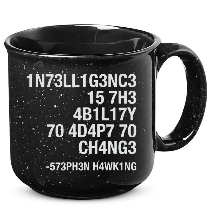 Stephen Hawking Intelligence Is The Ability To Adapt To Change Funny 15oz Campfire Ceramic Mug