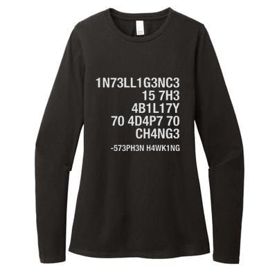 Stephen Hawking Intelligence Is The Ability To Adapt To Change Funny Womens CVC Long Sleeve Shirt