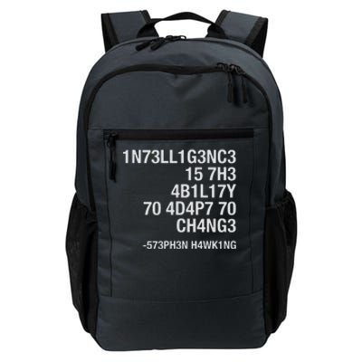 Stephen Hawking Intelligence Is The Ability To Adapt To Change Funny Daily Commute Backpack