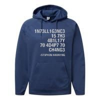 Stephen Hawking Intelligence Is The Ability To Adapt To Change Funny Performance Fleece Hoodie