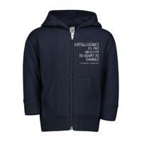 Stephen Hawking Intelligence Is The Ability To Adapt To Change Funny Toddler Zip Fleece Hoodie