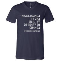 Stephen Hawking Intelligence Is The Ability To Adapt To Change Funny V-Neck T-Shirt