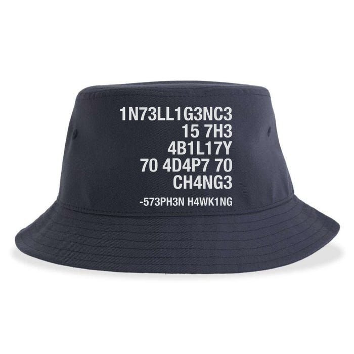 Stephen Hawking Intelligence Is The Ability To Adapt To Change Funny Sustainable Bucket Hat