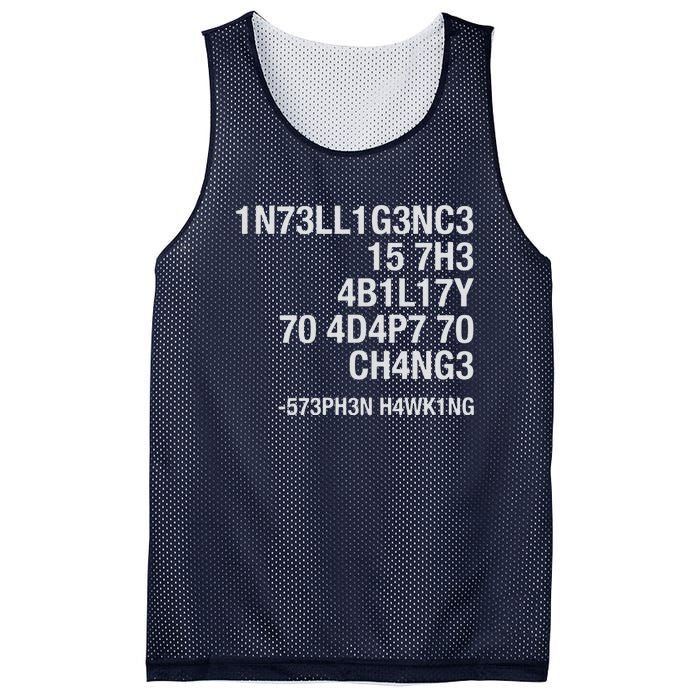 Stephen Hawking Intelligence Is The Ability To Adapt To Change Funny Mesh Reversible Basketball Jersey Tank