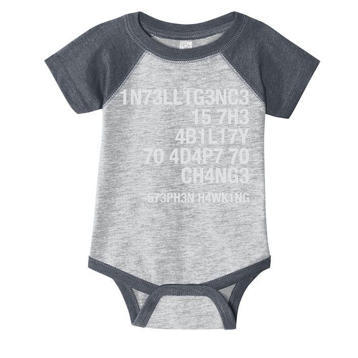 Stephen Hawking Intelligence Is The Ability To Adapt To Change Funny Infant Baby Jersey Bodysuit