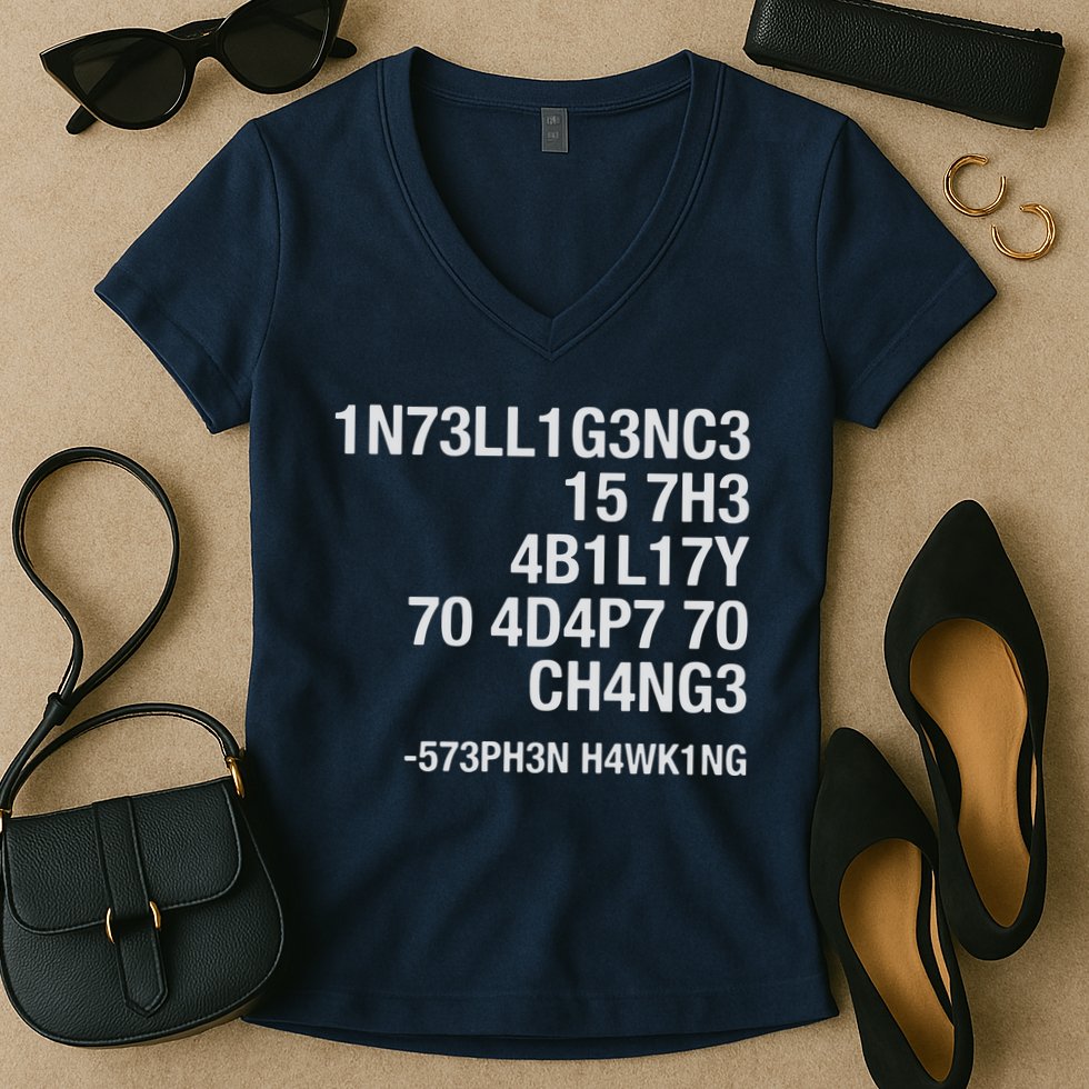 Stephen Hawking Intelligence Is The Ability To Adapt To Change Funny Women's V-Neck T-Shirt