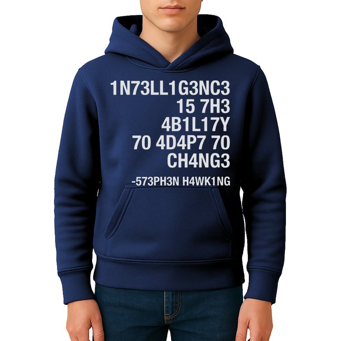 Stephen Hawking Intelligence Is The Ability To Adapt To Change Funny Kids Hoodie