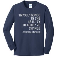 Stephen Hawking Intelligence Is The Ability To Adapt To Change Funny Kids Long Sleeve Shirt