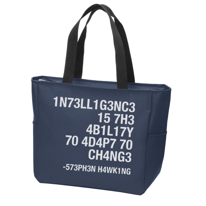 Stephen Hawking Intelligence Is The Ability To Adapt To Change Funny Zip Tote Bag