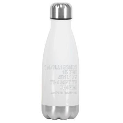 Stephen Hawking Intelligence Is The Ability To Adapt To Change Funny Stainless Steel Insulated Water Bottle