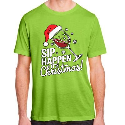 Sip Happens Its Christmas Funny Santa Christmas Wine Lovers Adult ChromaSoft Performance T-Shirt