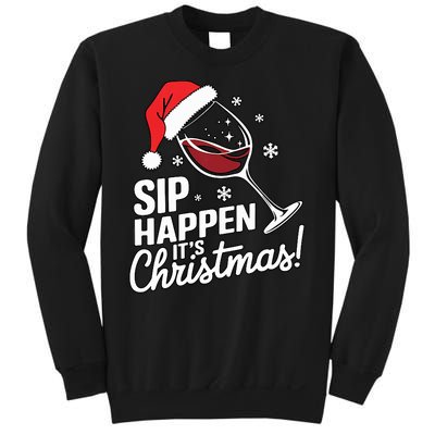 Sip Happens Its Christmas Funny Santa Christmas Wine Lovers Sweatshirt