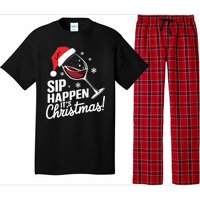 Sip Happens Its Christmas Funny Santa Christmas Wine Lovers Pajama Set