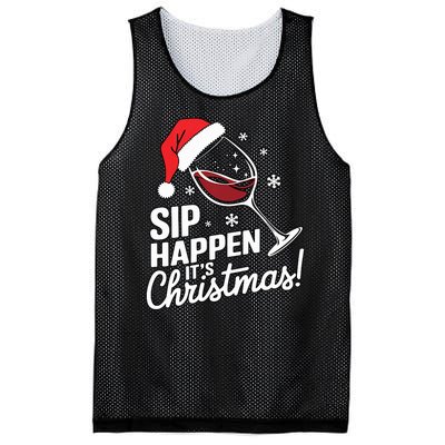 Sip Happens Its Christmas Funny Santa Christmas Wine Lovers Mesh Reversible Basketball Jersey Tank