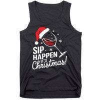 Sip Happens Its Christmas Funny Santa Christmas Wine Lovers Tank Top