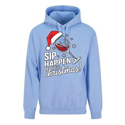 Sip Happens Its Christmas Funny Santa Christmas Wine Lovers Unisex Surf Hoodie