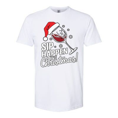 Sip Happens Its Christmas Funny Santa Christmas Wine Lovers Softstyle CVC T-Shirt