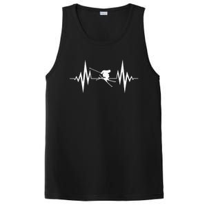 Skiing Heartbeat I Love Skiing Winter Sports Racing Skier Gift PosiCharge Competitor Tank