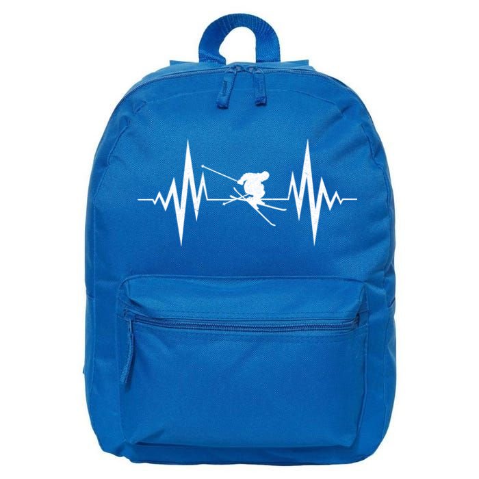 Skiing Heartbeat I Love Skiing Winter Sports Racing Skier Gift 16 in Basic Backpack