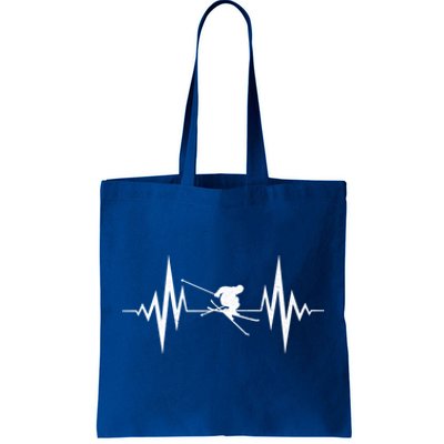 Skiing Heartbeat I Love Skiing Winter Sports Racing Skier Gift Tote Bag