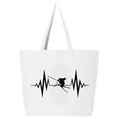 Skiing Heartbeat I Love Skiing Winter Sports Racing Skier Gift 25L Jumbo Tote