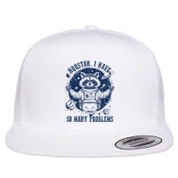 Space Houston I Have So Many Problems Funny Raccoon Meme Flat Bill Trucker Hat