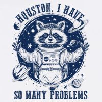 Space Houston I Have So Many Problems Funny Raccoon Meme Flat Bill Trucker Hat