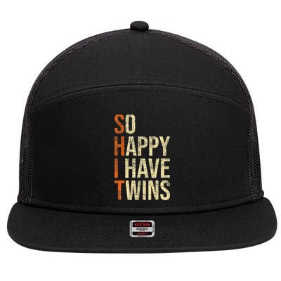 So Happy I Have Twins Twin Dad Father Mother Of Twins 7 Panel Mesh Trucker Snapback Hat