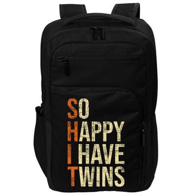 So Happy I Have Twins Twin Dad Father Mother Of Twins Impact Tech Backpack