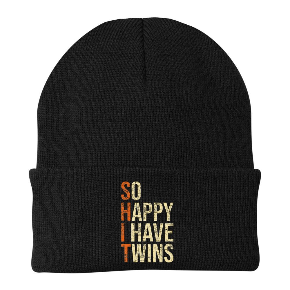 So Happy I Have Twins Twin Dad Father Mother Of Twins Beanie