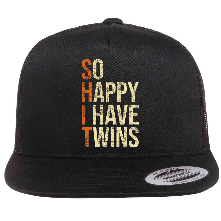 So Happy I Have Twins Twin Dad Father Mother Of Twins Flatbill Hat