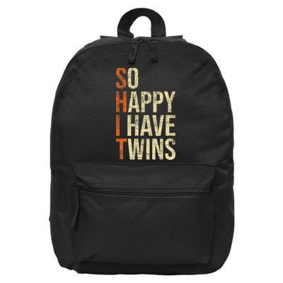 So Happy I Have Twins Twin Dad Father Mother Of Twins 16 in Basic Backpack