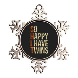 So Happy I Have Twins Twin Dad Father Mother Of Twins Metallic Star Ornament