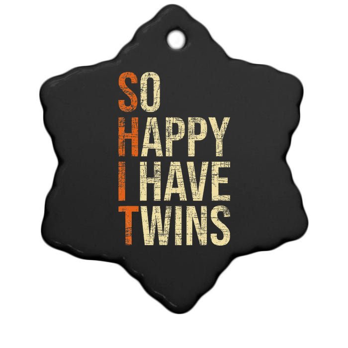 So Happy I Have Twins Twin Dad Father Mother Of Twins Ceramic Star Ornament