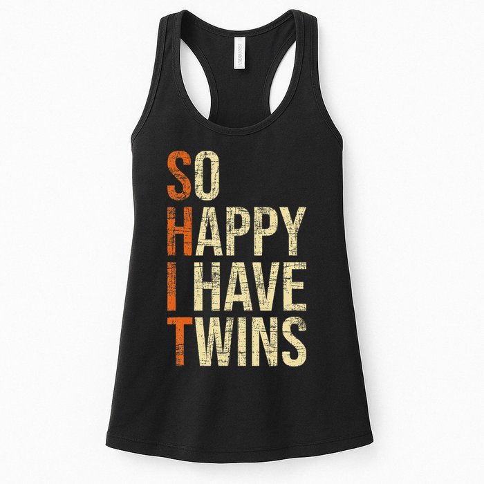 So Happy I Have Twins Twin Dad Father Mother Of Twins Womens Tank Top
