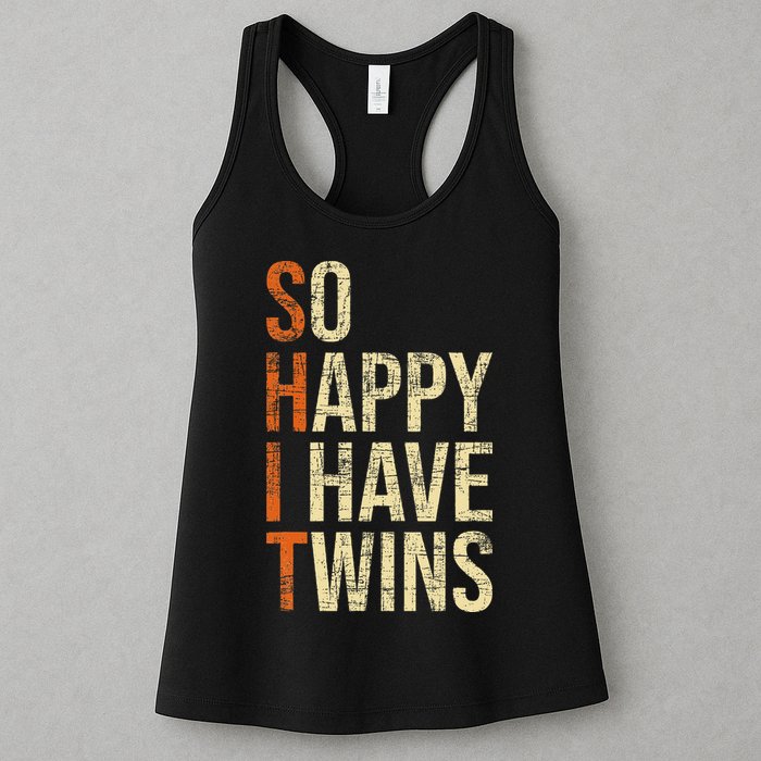 So Happy I Have Twins Twin Dad Father Mother Of Twins Womens Tank Top