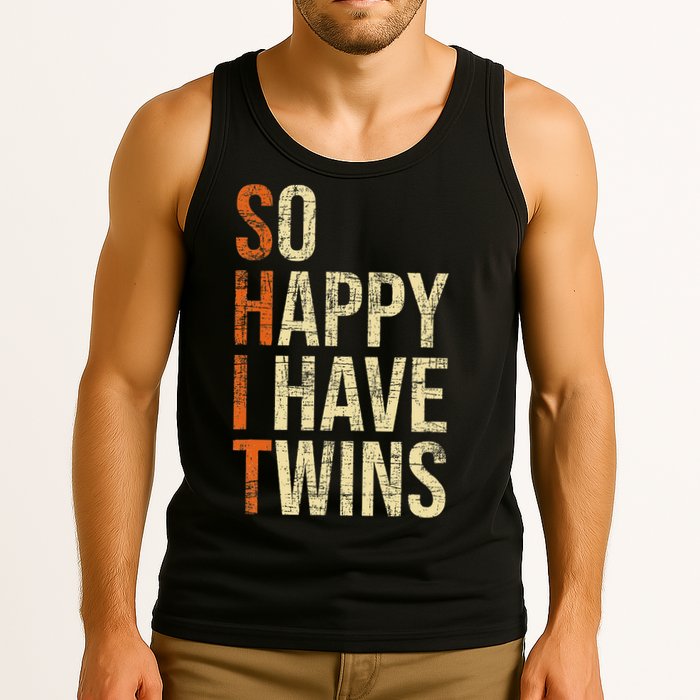 So Happy I Have Twins Twin Dad Father Mother Of Twins Tank Top