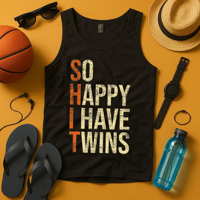 So Happy I Have Twins Twin Dad Father Mother Of Twins Tank Top