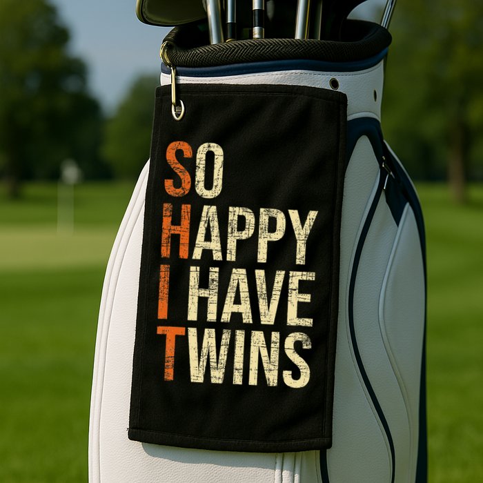 So Happy I Have Twins Twin Dad Father Mother Of Twins Golf Towel