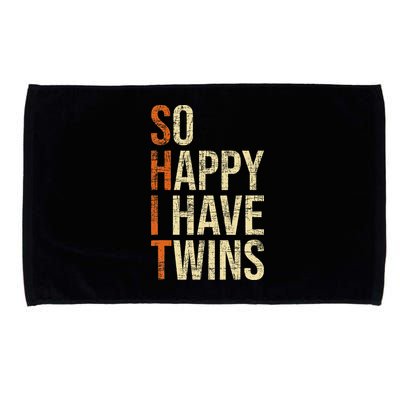So Happy I Have Twins Twin Dad Father Mother Of Twins Microfiber Hand Towel