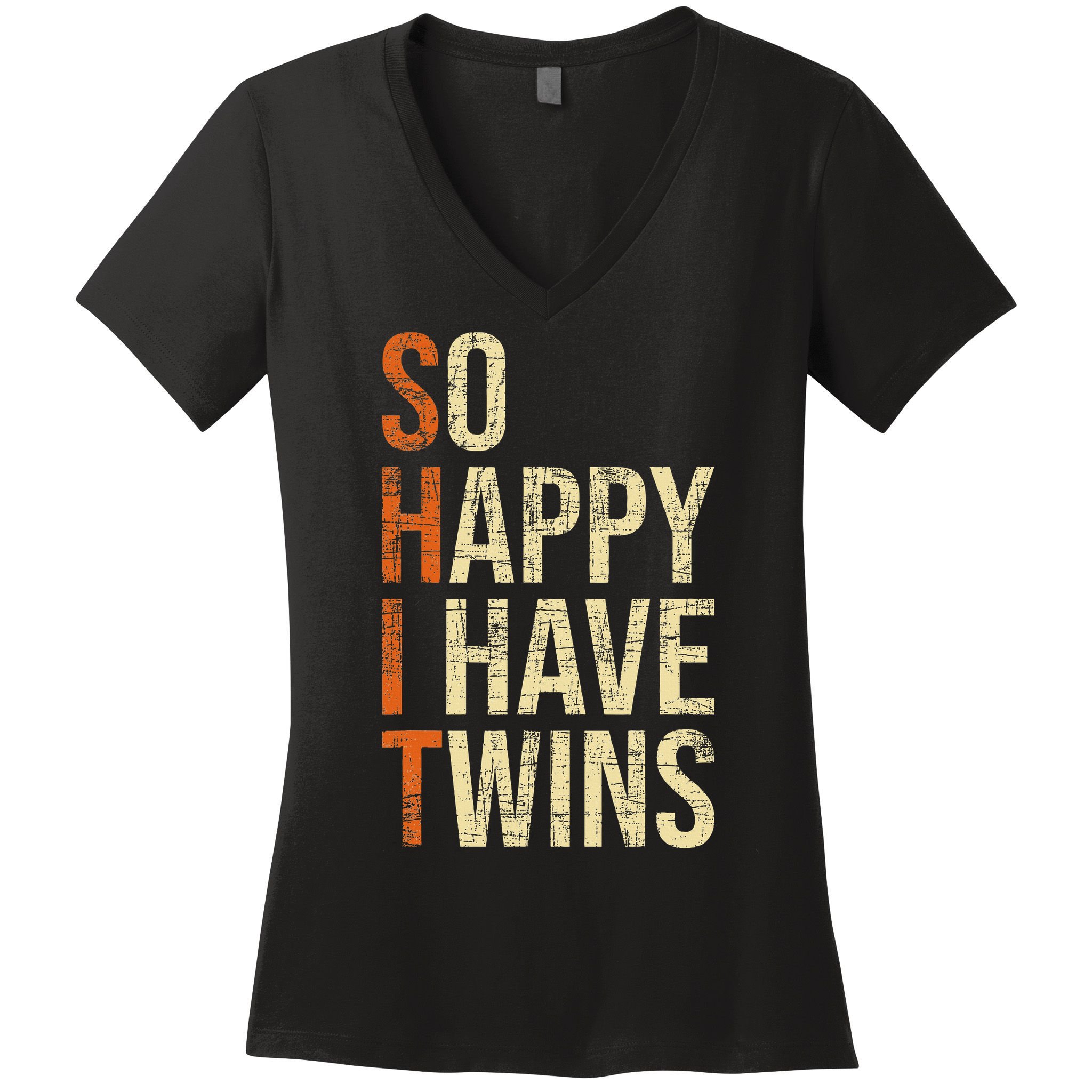 So Happy I Have Twins Twin Dad Father Mother Of Twins Women's V-Neck T-Shirt