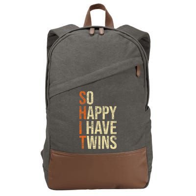 So Happy I Have Twins Twin Dad Father Mother Of Twins Cotton Canvas Backpack