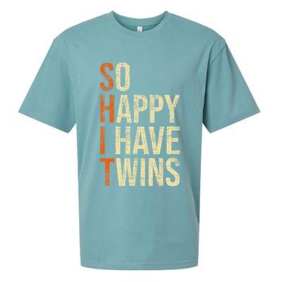 So Happy I Have Twins Twin Dad Father Mother Of Twins Sueded Cloud Jersey T-Shirt