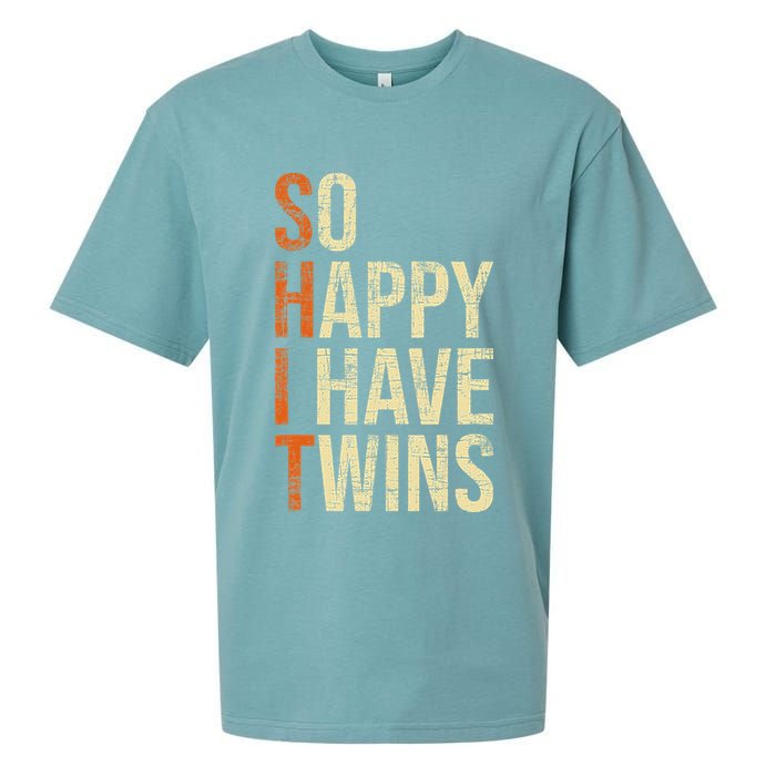 So Happy I Have Twins Twin Dad Father Mother Of Twins Sueded Cloud Jersey T-Shirt