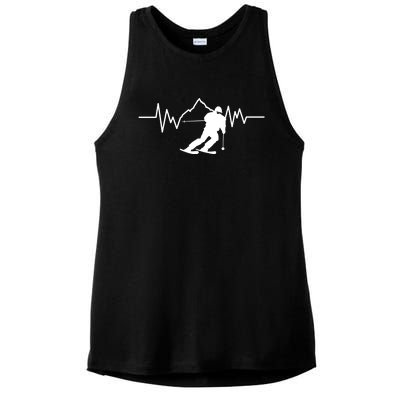 Skier Heartbeat I Alpine Cross Coutry Skiing Gift Ladies PosiCharge Tri-Blend Wicking Tank