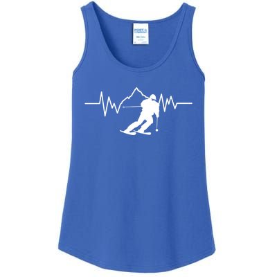 Skier Heartbeat I Alpine Cross Coutry Skiing Gift Ladies Essential Tank