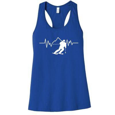 Skier Heartbeat I Alpine Cross Coutry Skiing Gift Women's Racerback Tank